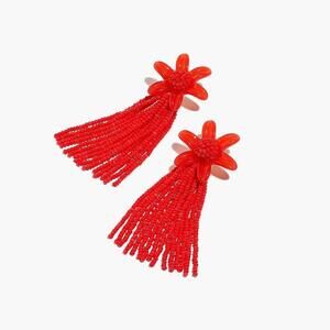 Madewell Beaded Tassel Flower Earrings